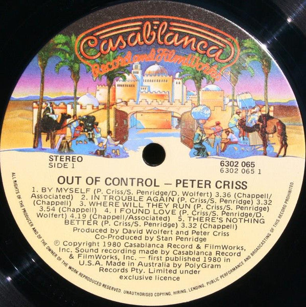 Peter Criss : Out Of Control (LP, Album)