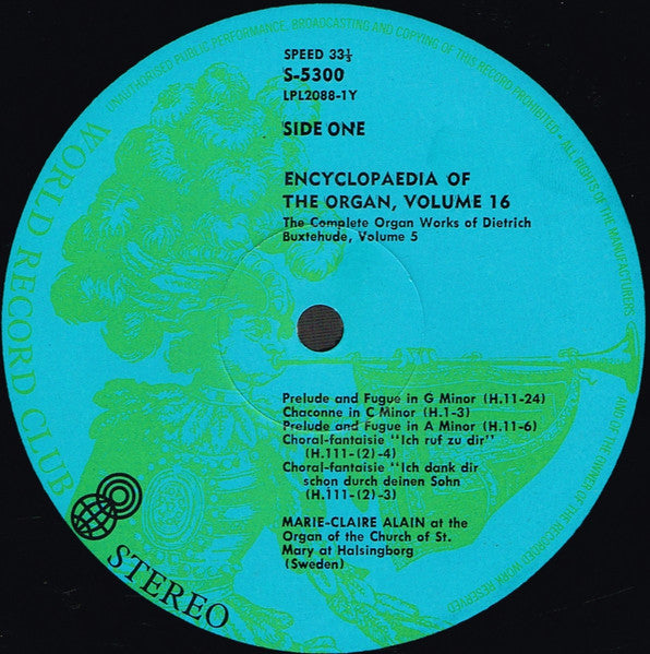 Dieterich Buxtehude, Marie-Claire Alain : The Encyclopaedia Of The Organ Volume Sixteen (LP, Album, Club)