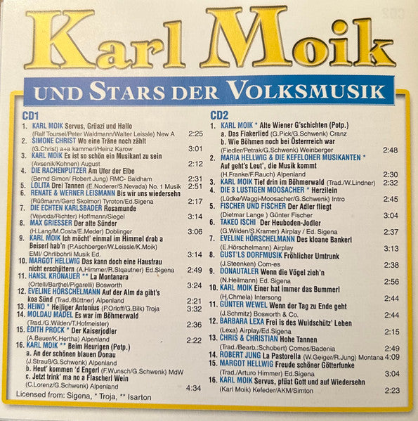 Various : Karl Moik Und Stars Der Volksmusik (2xCD, Comp)