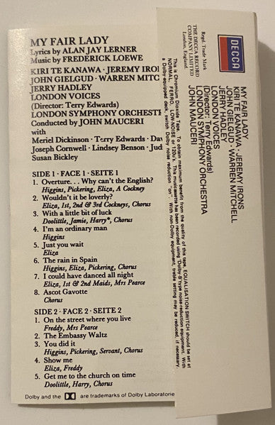 Kiri Te Kanawa, Jeremy Irons, John Gielgud, Warren Mitchell, Jerry Hadley, London Voices : My Fair Lady (Cass, Dig)