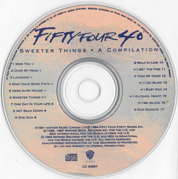 Fifty Four 40* : Sweeter Things: A Compilation (CD, Comp)