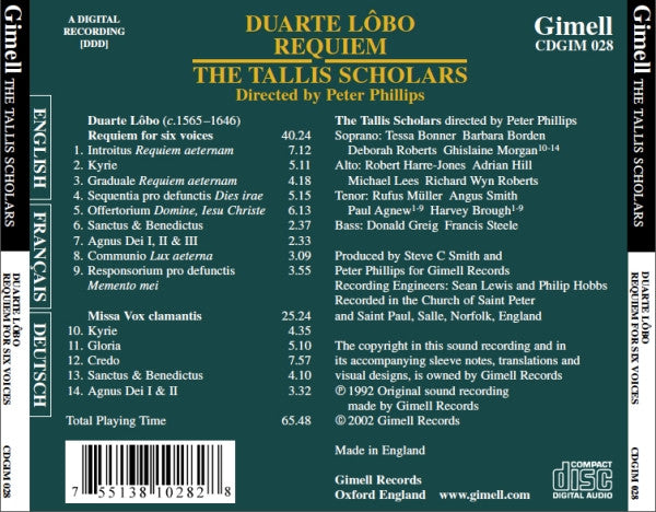 Duarte Lôbo, The Tallis Scholars, Peter Phillips (2) : Requiem (CD, Album)