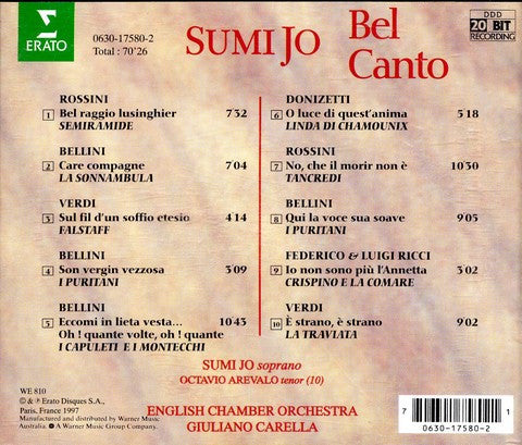 Sumi Jo, English Chamber Orchestra, Giuliano Carella : Bel Canto (CD, Album)
