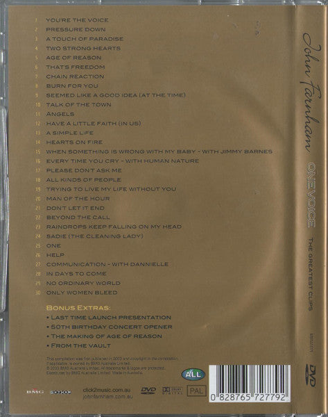 John Farnham : One Voice (The Greatest Clips) (DVD-V, Comp, PAL, All)