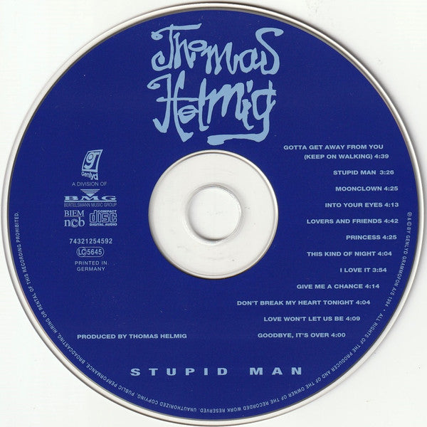 Thomas Helmig : Stupid Man (CD, Album, RE)