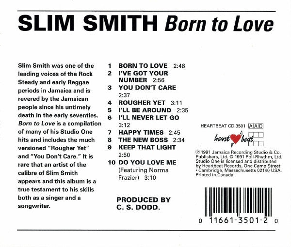 Slim Smith : Born To Love (CD, Album, RE)