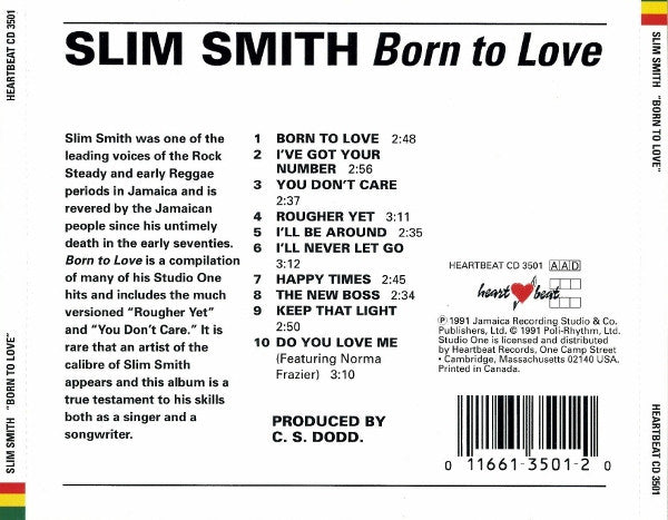 Slim Smith : Born To Love (CD, Album, RE)