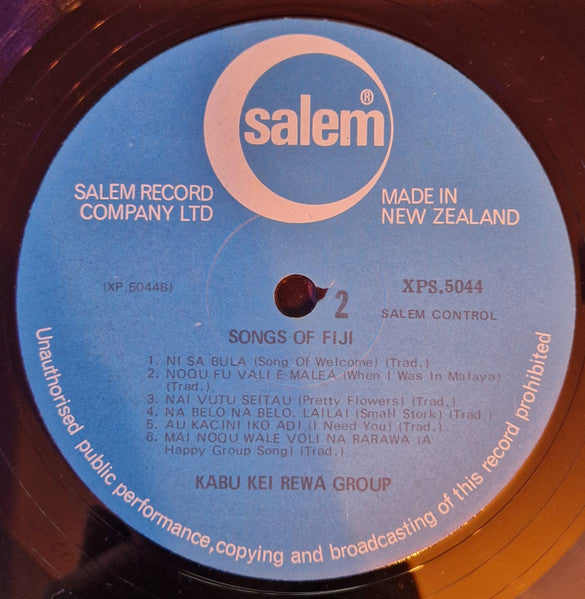 Kabu Kei Rewa Group : Songs Of Fiji (LP, Album, Comp, Mono)