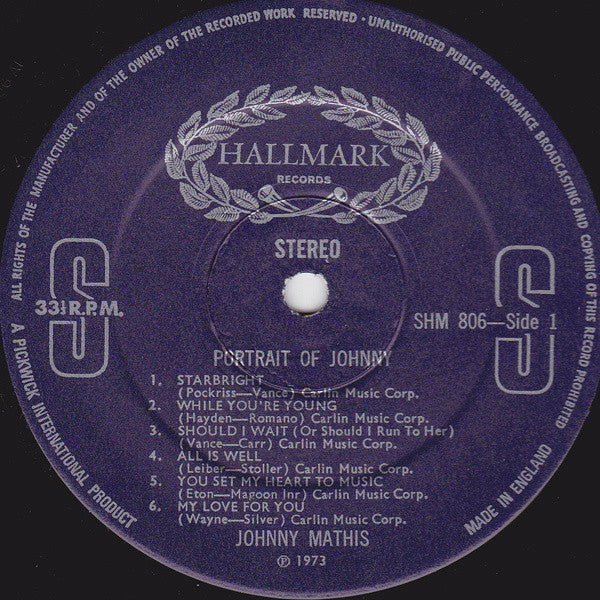 Johnny Mathis : Portrait Of Johnny (LP, Comp, RE)
