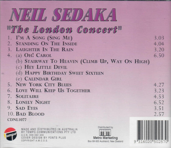 Neil Sedaka : Spotlight on Neil Sedaka: The London Concert (CD, Album)