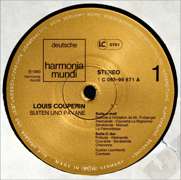 Louis Couperin - Gustav Leonhardt : Suiten Und Pavane (LP, Album, RE)