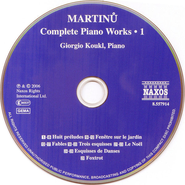 Martinů*, Giorgio Koukl : Eight Preludes • Dance Sketches • Window On The Garden (CD, Album)