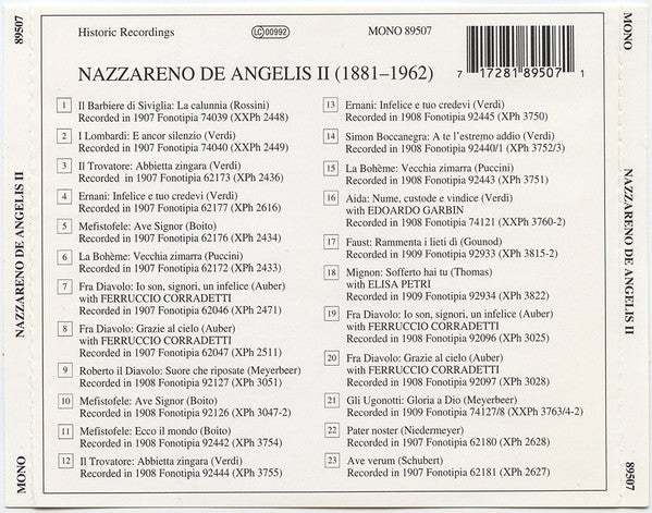 Nazzareno de Angelis : Lebendige Vergangenheit - Nazzareno de Angelis II (CD, Comp)