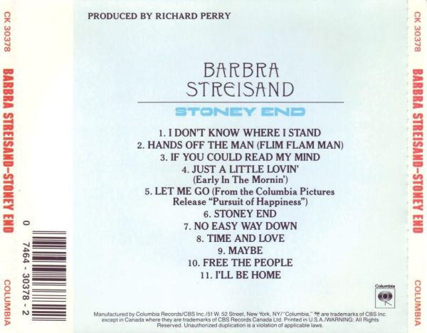 Barbra Streisand : Stoney End (CD, Album, RE, RM)