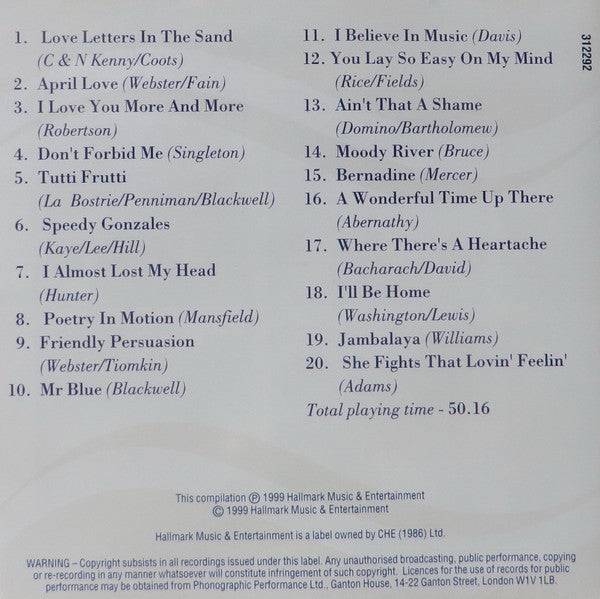 Pat Boone : Love Letters In The Sand (CD, Comp)