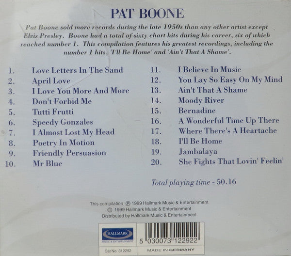 Pat Boone : Love Letters In The Sand (CD, Comp)
