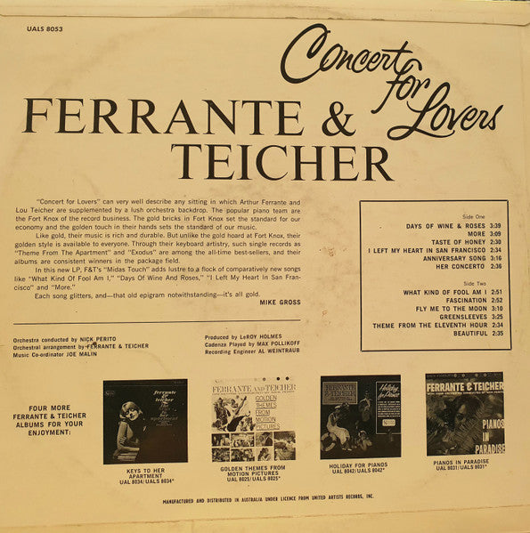 Ferrante & Teicher : Concert For Lovers (LP, Album)