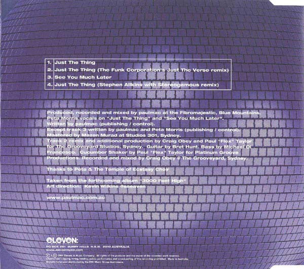 Paulmac Featuring Peta Morris : Just The Thing (CD, Single)