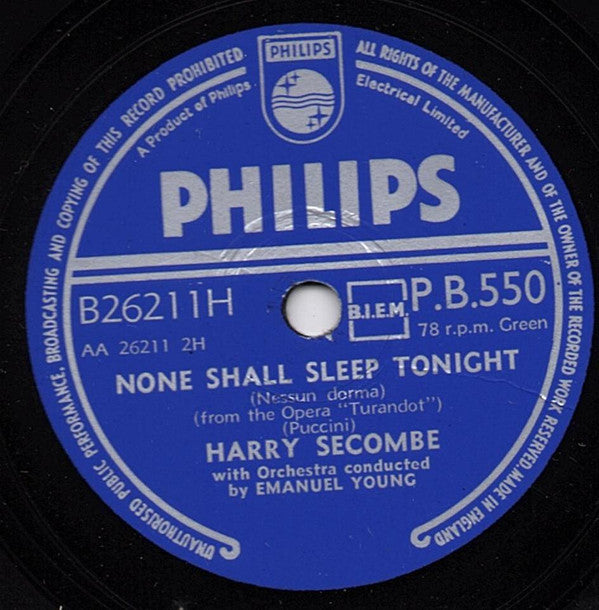 Harry Secombe : When The Stars Were Brightly Shining / None Shall Sleep Tonight (Shellac, 10")