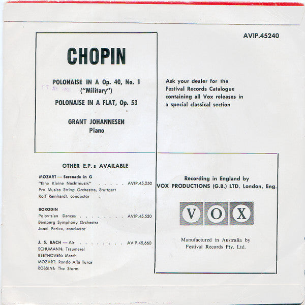 Grant Johannesen : Chopin Polonaises (7", EP)