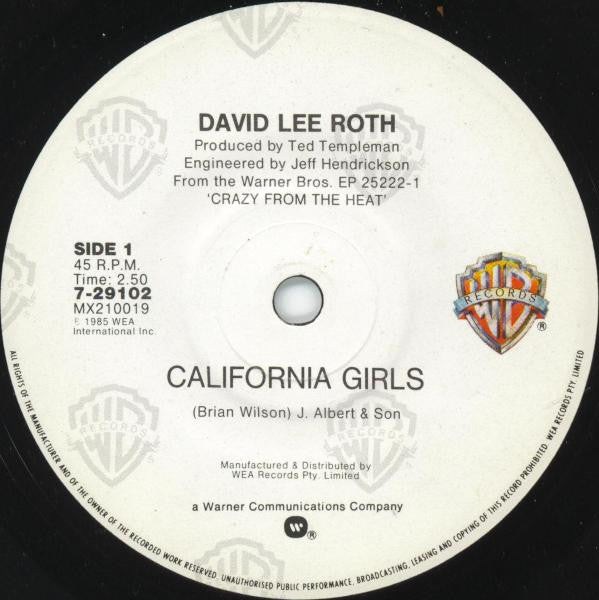 David Lee Roth : California Girls (7", Single)