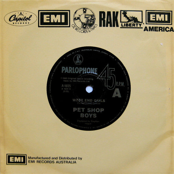 Pet Shop Boys : West End Girls (7", Single)