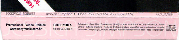 Jessica Simpson : When You Told Me You Loved Me (CD, Single, Promo)