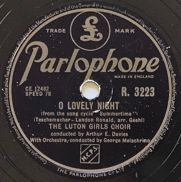 The Luton Girls' Choir : O Lovely Night / Tales From The Vienna Woods  (Shellac, 10")