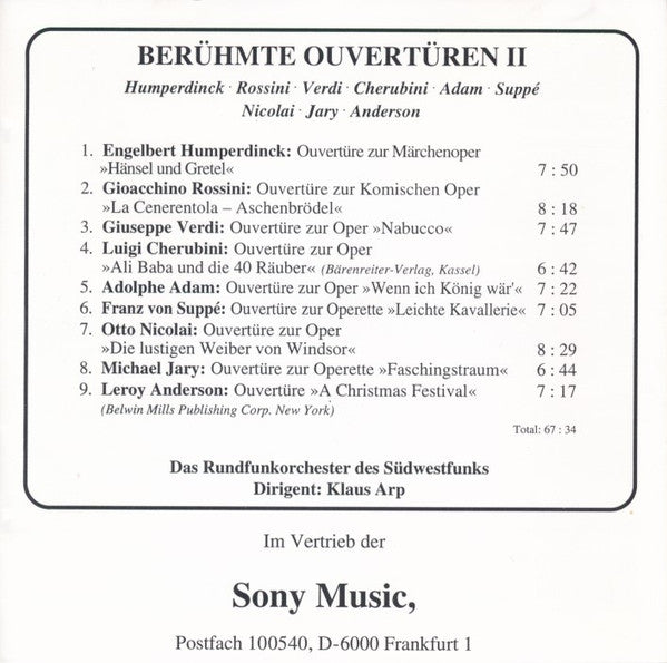 Various : Berühmte Ouvertüren II (CD, Comp)