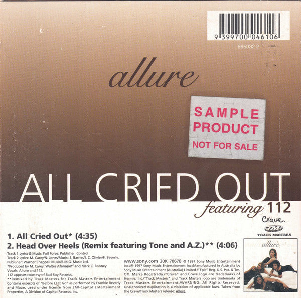Allure (3) : All Cried Out (CD, Single, Car)