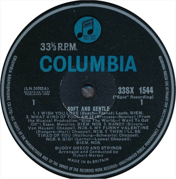 Buddy Greco : Soft And Gentle (LP, Album, Mono)
