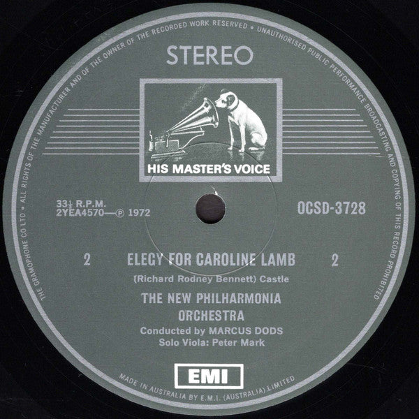Richard Rodney Bennett / Marcus Dods Conducts New Philharmonia Orchestra : Lady Caroline Lamb (Original Soundtrack) / Elegy For Caroline Lamb (LP, Album)