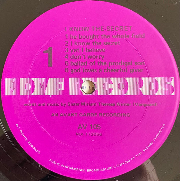 The Medical Mission Sisters And Friends : I Know The Secret (LP, Album)