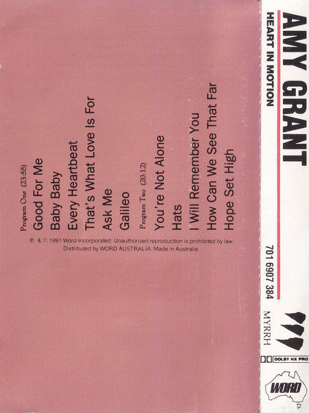 Amy Grant : Heart In Motion (Cass, Album)