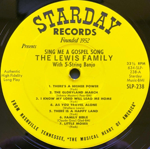 The Lewis Family : Sing Me A Gospel Song  (LP, Album, Mono)