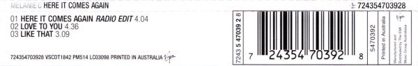 Melanie C : Here It Comes Again (CD, Single)
