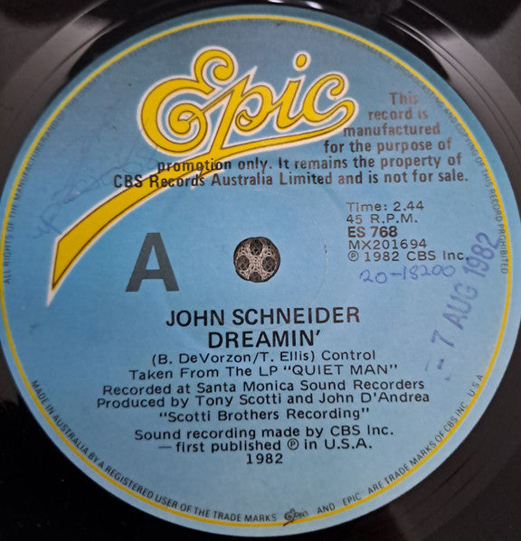 John Schneider : Dreamin' (7", Single, Promo)