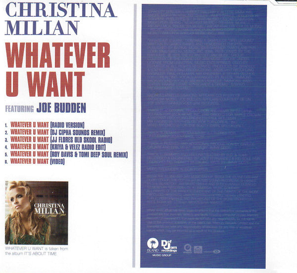 Christina Milian Featuring Joe Budden : Whatever U Want (CD, Single, Enh)