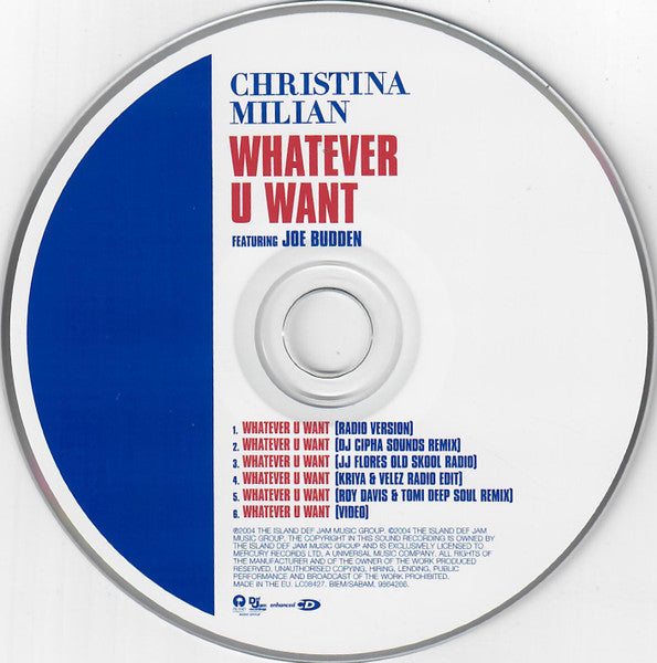 Christina Milian Featuring Joe Budden : Whatever U Want (CD, Single, Enh)