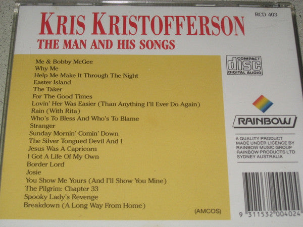 Kris Kristofferson : The Man And His Songs (CD, Comp, RE)