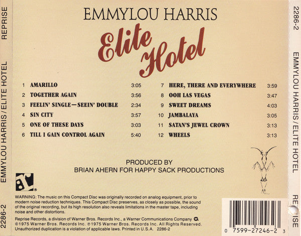 Emmylou Harris : Elite Hotel (CD, Album, RE, RM)