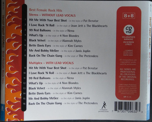 Unknown Artist : Best Female Rock Hits (CD+G)