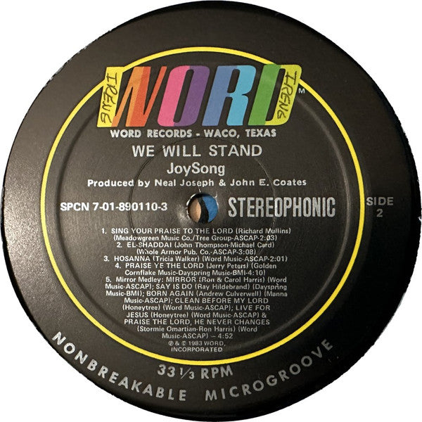 Joy Song : We Will Stand (LP)