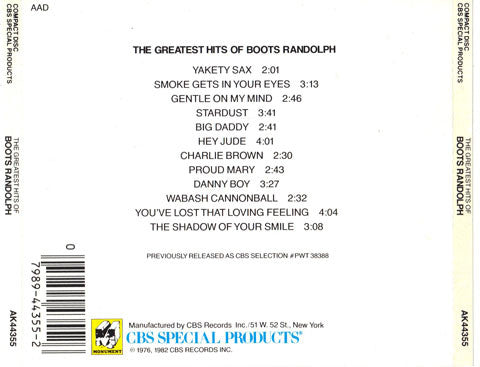 'Boots' Randolph* : The Greatest Hits Of Boots Randolph (CD, Comp)