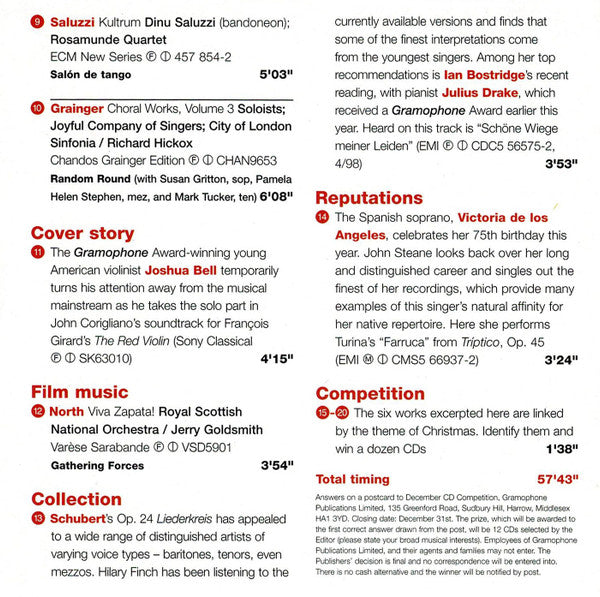 Joshua Bell, Debbie Wiseman, The Locrian Ensemble : Editors Choice and "Every Note Paints A Picture" (CD, Promo)