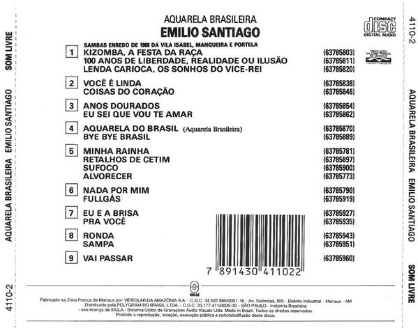 Emilio Santiago : Aquarela Brasileira (CD, Album, RE)