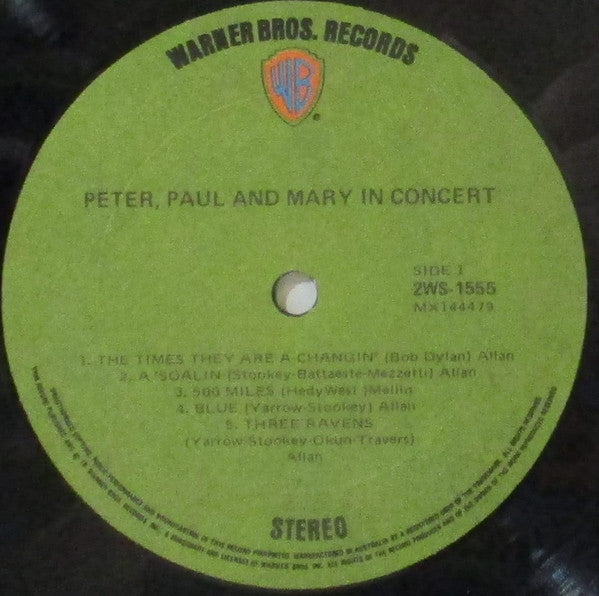 Peter, Paul & Mary : In Concert (2xLP, Album, Gre)