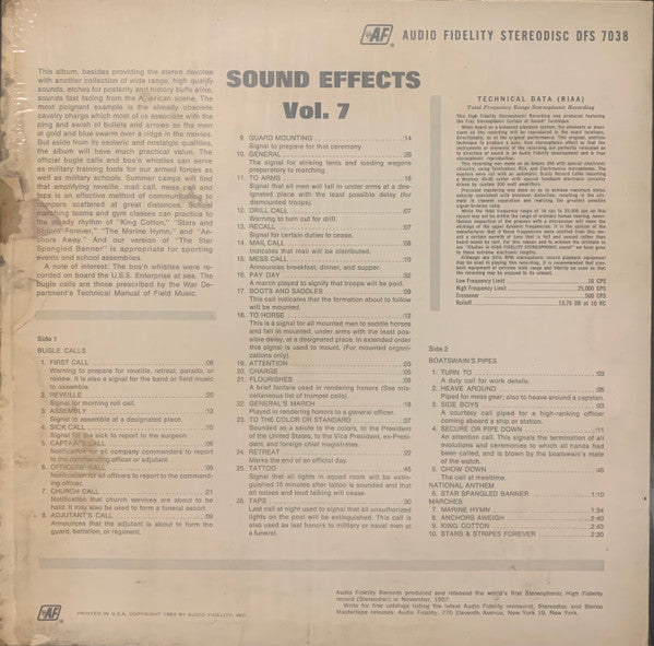 Unknown Artist : Sound Effects, Volume 7 (LP, Blu)