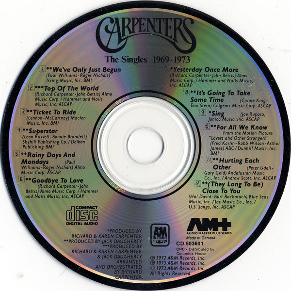Carpenters : The Singles 1969-1973 (CD, Album, Comp, Club, RE, RP, Cin)