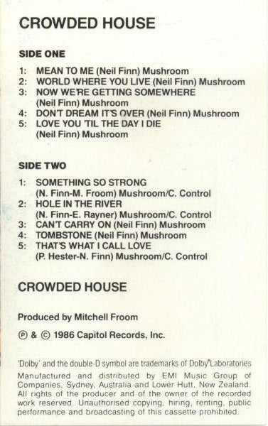 Crowded House : Crowded House (Cass, Album)